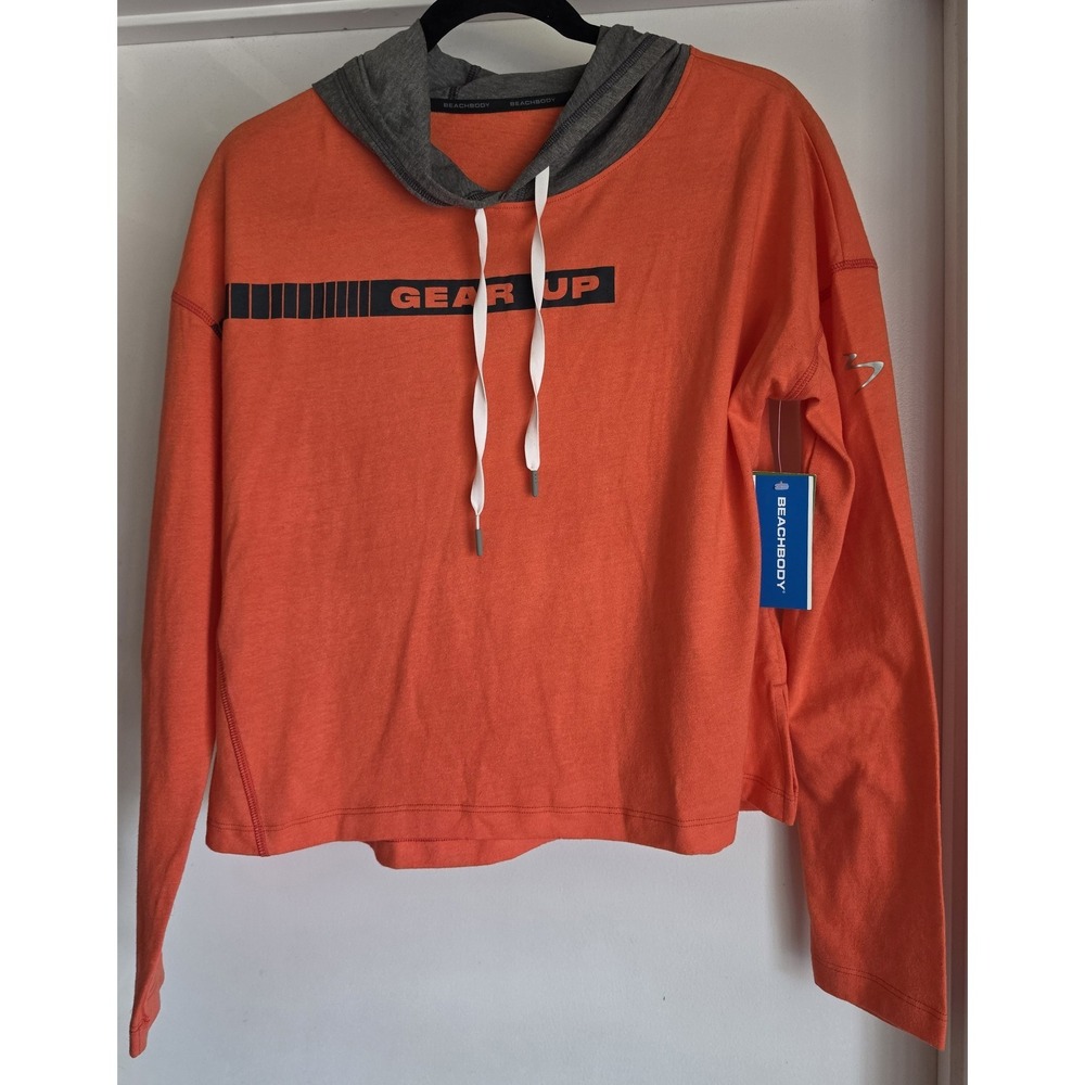 NWT Beachbody Hoodie S Long Sleeve Heather Orange Recycled Cotton Women's